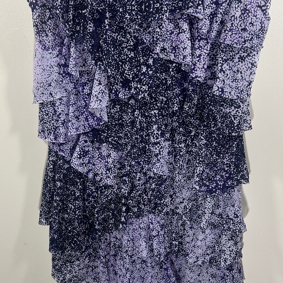 Express Purple and Black Sheer Ruffle blouse Tank Top woman’s size medium - Picture 4 of 8